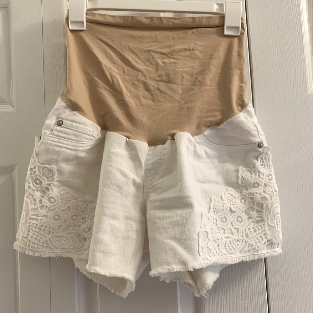 Beautiful, Embroidered Maternity Shorts